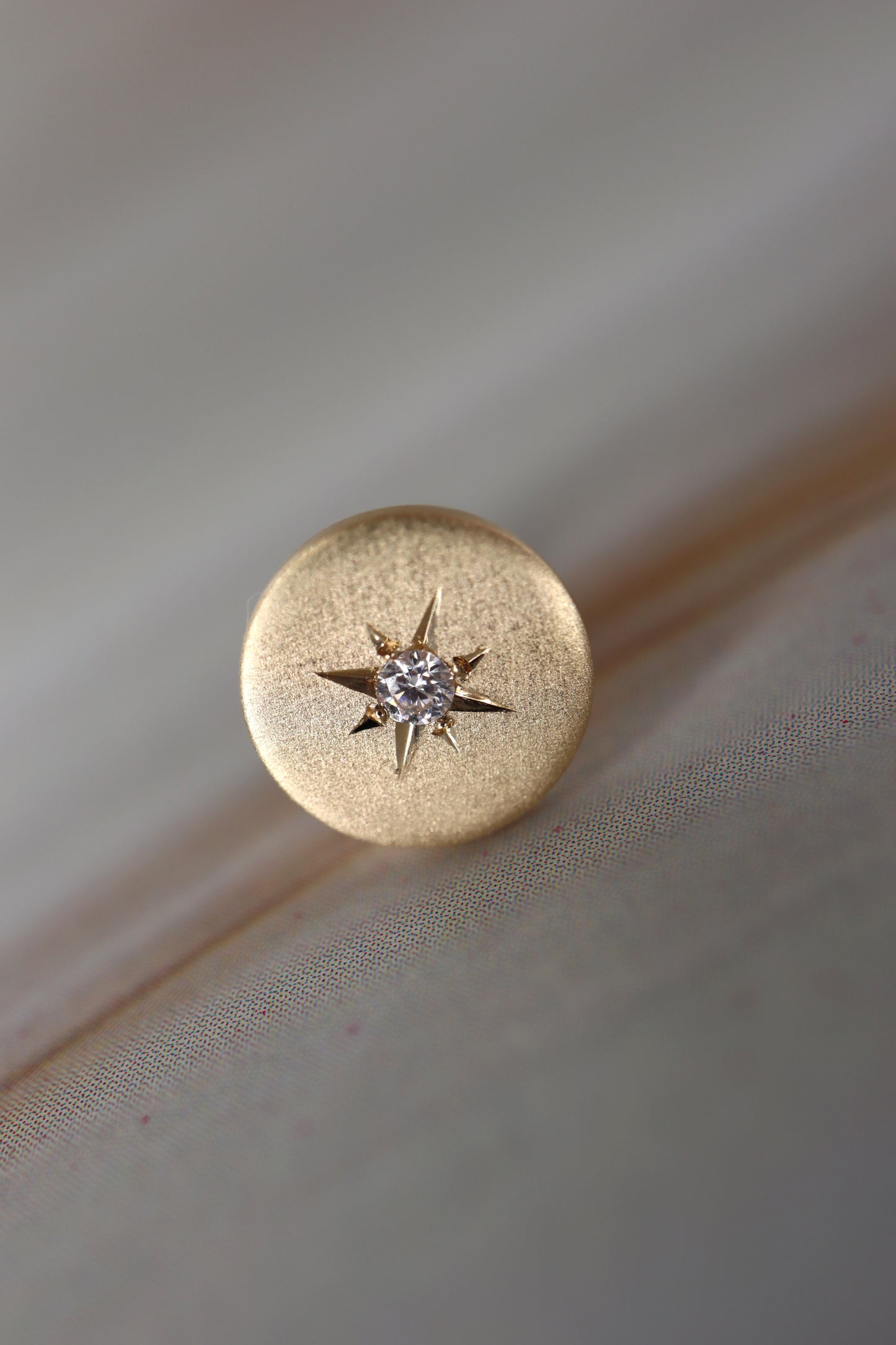 Diamond Solid Gold Star Studs (satin texture)